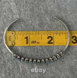 Vintage Native American ZUNI Square Turquoise Sterling silver Bracelet 6-7/8