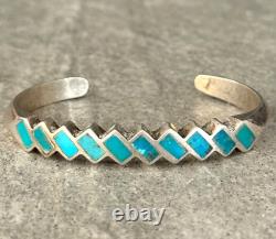 Vintage Native American ZUNI Turquoise Carinated Sterling silver Bracelet