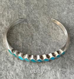 Vintage Native American ZUNI Turquoise Carinated Sterling silver Bracelet