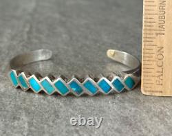 Vintage Native American ZUNI Turquoise Carinated Sterling silver Bracelet