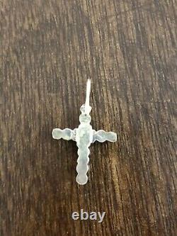 Vintage Native American Zuni Blue Bird Turquoise Cross Pendant Handmade Jewelry