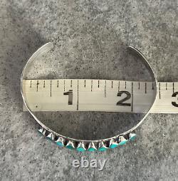 Vintage Native American Zuni Flush Inlay Turquoise Sterling silver Bracelet