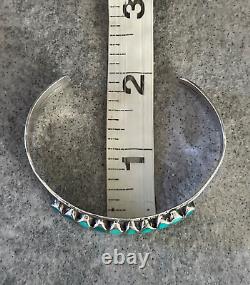 Vintage Native American Zuni Flush Inlay Turquoise Sterling silver Bracelet
