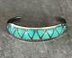 Vintage Native American Zuni LM Kallestewa Turquoise Inlay Sterling Bracelet