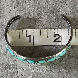 Vintage Native American Zuni LM Kallestewa Turquoise Inlay Sterling Bracelet