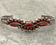 Vintage Native American Zuni RL Snake Eye Coral Cluster Sterling Bracelet 7.1 in