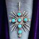 Vintage Native American Zuni Sleeping Beauty Turquoise Cross Pendant Handmade