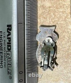Vintage Native American Zuni Sterling Owl Ring, Brooch & Clip-on Earrings Set