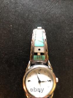 Vintage Native American Zuni Sterling Silver Ladies Watch Tips Bracelet Jewelry