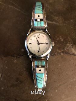 Vintage Native American Zuni Sterling Silver Ladies Watch Tips Bracelet Jewelry