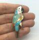Vintage Native American Zuni Sterling Silver Parrot Bird Brooch Pendant Necklace