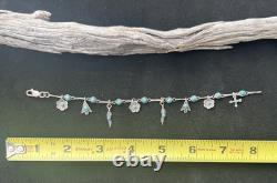 Vintage Native American Zuni Sterling Silver Turquoise Bracelet