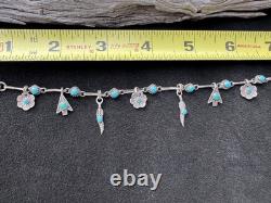 Vintage Native American Zuni Sterling Silver Turquoise Bracelet