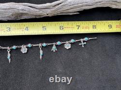 Vintage Native American Zuni Sterling Silver Turquoise Bracelet