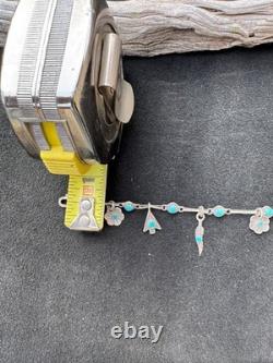 Vintage Native American Zuni Sterling Silver Turquoise Bracelet