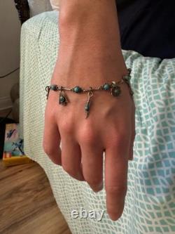 Vintage Native American Zuni Sterling Silver Turquoise Bracelet