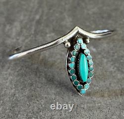 Vintage Native American Zuni Turquoise flush inlay Sterling silver Bracelet
