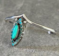 Vintage Native American Zuni Turquoise flush inlay Sterling silver Bracelet