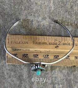Vintage Native American Zuni Turquoise flush inlay Sterling silver Bracelet