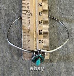 Vintage Native American Zuni Turquoise flush inlay Sterling silver Bracelet