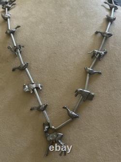 Vintage Native American silver animal fetish 32 inch beaded Tribal necklace