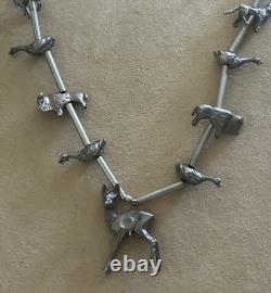 Vintage Native American silver animal fetish 32 inch beaded Tribal necklace