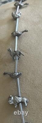 Vintage Native American silver animal fetish 32 inch beaded Tribal necklace