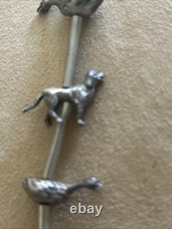 Vintage Native American silver animal fetish 32 inch beaded Tribal necklace