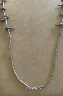 Vintage Native American silver animal fetish 32 inch beaded Tribal necklace