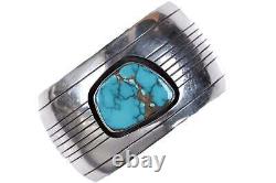 Vintage Native American sterling/turquoise shadowbox cuff bracelet