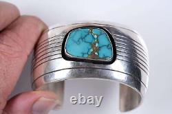 Vintage Native American sterling/turquoise shadowbox cuff bracelet