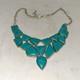 Vintage Native American style Turquoise and Sterling Silver bib apron necklace