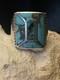 Vintage Native American turquoise channel inlay ring. Zuni, Navajo Style