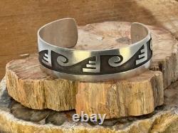 Vintage Native Hopi Sterling Silver Overlay Stamped Cuff Bracelet-2358.25