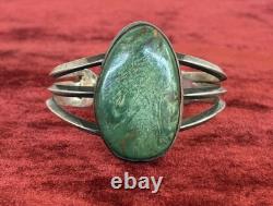 Vintage Native Navajo Ceririllos Turquoise Sand Cast Silver Bracelet Cuff