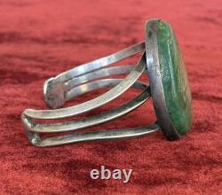 Vintage Native Navajo Ceririllos Turquoise Sand Cast Silver Bracelet Cuff