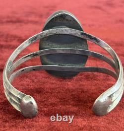 Vintage Native Navajo Ceririllos Turquoise Sand Cast Silver Bracelet Cuff