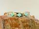 Vintage Native Navajo Stamped Sterling Silver 3 Stone Turquoise Cuff-1651.26