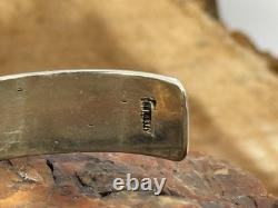 Vintage Native Navajo Stamped Sterling Silver 3 Stone Turquoise Cuff-1651.26