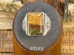 Vintage Native Navajo Sterling Silver Picture Jasper Ring sz 11-1923.26