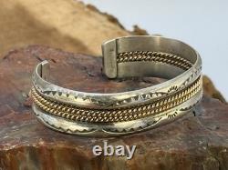 Vintage Native Navajo Sterling Silver with12K GF Accents Cuff Bracelet-1955.26
