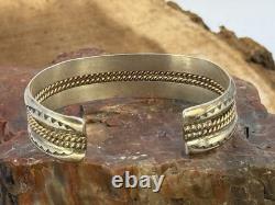 Vintage Native Navajo Sterling Silver with12K GF Accents Cuff Bracelet-1955.26