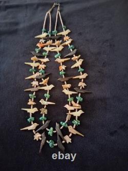 Vintage Native Two Strand Fettish Necklace 24 72 Total Carved Animals
