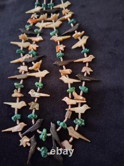 Vintage Native Two Strand Fettish Necklace 24 72 Total Carved Animals
