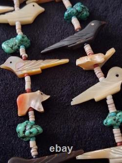 Vintage Native Two Strand Fettish Necklace 24 72 Total Carved Animals