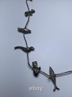 Vintage Native Zuni Sterling Silver Single Strand Fetish Necklace