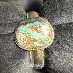 Vintage Natural Spiderweb Turquoise Sterling Silver. 925 Handmade Cuff Bracelet