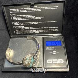 Vintage Natural Spiderweb Turquoise Sterling Silver. 925 Handmade Cuff Bracelet