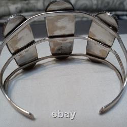 Vintage Navaho Kingman Tourquoise Cuff Bracelet. Marked Sterling Silver Cir 1970