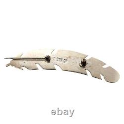 Vintage Navaho Sterling Silver Feather Brooch by Native American Artist W Begay